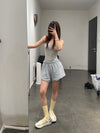 BASERANGE France elastic waist cotton short casual pants BAS-FRAS-RC-SU25-BSL